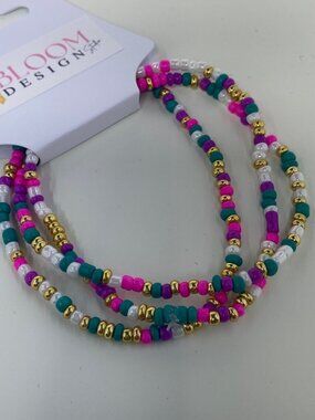 Stackable Multicolor Stretch Seed Bead Bracelets 3 pack Set Birthday Sprinkles